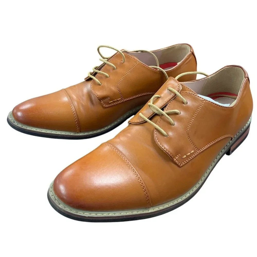Bruno Mars Mens Size 11 Chestnut Brown Faux Leather Lace Up Oxford Formal Shoes